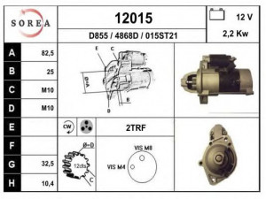 EAI 12015 starteris 
 Elektros įranga -> Starterio sistema -> Starteris
M2T88572, M2T88572ZC, 05033125AB