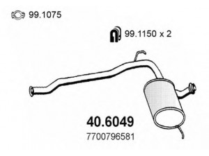 ASSO 40.6049 vidurinis duslintuvas 
 Išmetimo sistema -> Duslintuvas
7700787410, 7700796581