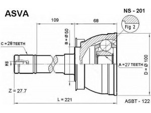 ASVA NS-201 jungčių komplektas, kardaninis velenas 
 Ratų pavara -> Sujungimai/komplektas
39100-58G00, 39100-58G60, 39100-88G00