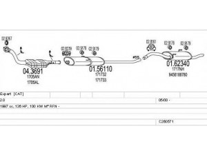 MTS C260571007205 išmetimo sistema 
 Išmetimo sistema -> Išmetimo sistema, visa