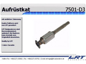 LRT 7501-D3 konversijos katalizatorius 
 Išmetimo sistema -> Euro1-/Euro2-/D3 konvertavimas
46.763.161, 7.737.715, 46.433.199