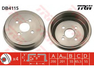 TRW DB4115 stabdžių būgnas 
 Stabdžių sistema -> Būgninis stabdys -> Stabdžių būgnas
4243112130, 4243112180, 4243120250