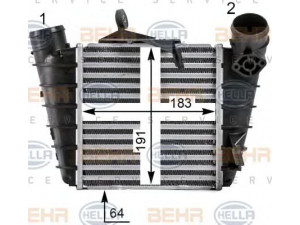 HELLA 8ML 376 700-101 tarpinis suslėgto oro aušintuvas, kompresorius 
 Variklis -> Oro tiekimas -> Įkrovos agregatas (turbo/superįkrova) -> Tarpinis suslėgto oro aušintuvas
6Q0 145 804 G