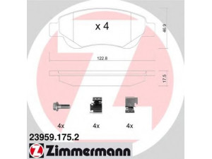 ZIMMERMANN 23959.175.2 stabdžių trinkelių rinkinys, diskinis stabdys 
 Techninės priežiūros dalys -> Papildomas remontas
04465-0H020, 16 138 199 80, 4253.27