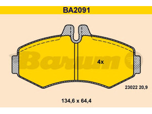 BARUM BA2091 stabdžių trinkelių rinkinys, diskinis stabdys 
 Techninės priežiūros dalys -> Papildomas remontas
000 421 41 10, 003 420 01 20