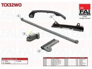 FAI AutoParts TCK32WO pavaros grandinės komplektas 
 Variklis -> Variklio uždegimo laiko reguliavimo kontrolė -> Sinchronizavimo grandinė/įtempiklis/kreiptuvas -> Pavaros grandinės komplektas
13028-4M51A