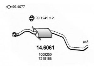 ASSO 14.6061 vidurinis duslintuvas 
 Išmetimo sistema -> Duslintuvas
1009250, 1031533, 1109222, 1495890