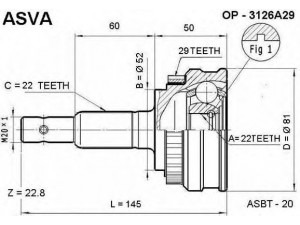 ASVA OP-3126A29 jungčių komplektas, kardaninis velenas 
 Ratų pavara -> Sujungimai/komplektas
03 74 175, 26002239
