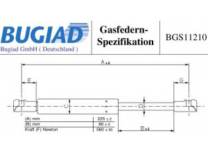 BUGIAD BGS11210 dujinė spyruoklė, gaubtas 
 Kėbulas -> Dujinės spyruoklės
996 511 551 01
