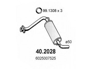 ASSO 40.2028 priekinis duslintuvas 
 Išmetimo sistema -> Duslintuvas
6025006637, 6025007525
