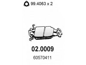 ASSO 02.0009 katalizatoriaus keitiklis 
 Išmetimo sistema -> Katalizatoriaus keitiklis
60570411, 60801739, 82430373