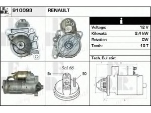 EDR 910093 starteris 
 Elektros įranga -> Starterio sistema -> Starteris
7711135502, 8200237594
