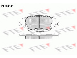 FTE BL2805A1 stabdžių trinkelių rinkinys, diskinis stabdys 
 Techninės priežiūros dalys -> Papildomas remontas
04465-02410