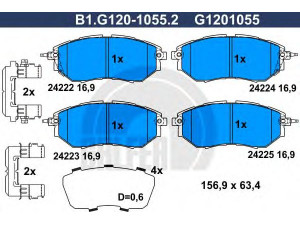 GALFER B1.G120-1055.2 stabdžių trinkelių rinkinys, diskinis stabdys 
 Techninės priežiūros dalys -> Papildomas remontas
26296AG000, 26296AG010, 26296AG030