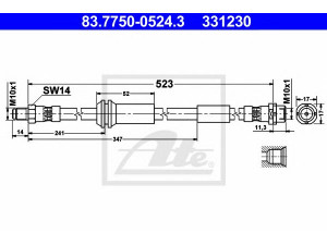 ATE 83.7750-0524.3 stabdžių žarnelė 
 Stabdžių sistema -> Stabdžių žarnelės
34 11 6 772 555, 34 30 6 788 442