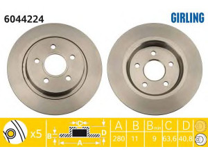 GIRLING 6044224 stabdžių diskas 
 Stabdžių sistema -> Diskinis stabdys -> Stabdžių diskas
1223566, 1223568, 1253962, 1253963