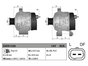 DENSO DAN1336 kintamosios srovės generatorius 
 Elektros įranga -> Kint. sr. generatorius/dalys -> Kintamosios srovės generatorius
5702E8, 5702K1, 5702K2, 57055A