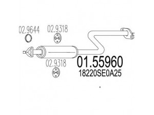 MTS 01.55960 vidurinis duslintuvas 
 Išmetimo sistema -> Duslintuvas
18220SE0A25