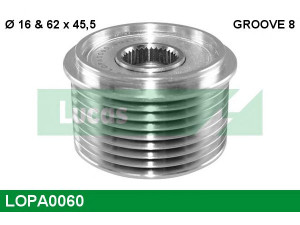 LUCAS ENGINE DRIVE LOPA0060 laisvos eigos sankaba, kint. sr. generatorius 
 Diržinė pavara -> Laisvos eigos sankaba, kint. sr. generatorius
9061550715, 9061551415, 9061551615