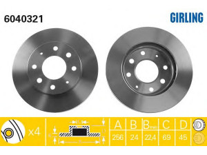 GIRLING 6040321 stabdžių diskas 
 Dviratė transporto priemonės -> Stabdžių sistema -> Stabdžių diskai / priedai
MB668886, MB950569, MB950570, 51712M2010
