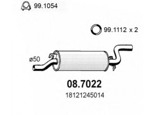 ASSO 08.7022 galinis duslintuvas 
 Išmetimo sistema -> Duslintuvas
18121245014, 18121246457