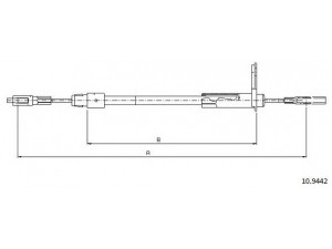 CABOR 10.9442 trosas, stovėjimo stabdys 
 Stabdžių sistema -> Valdymo svirtys/trosai
2104201185, 2104201585
