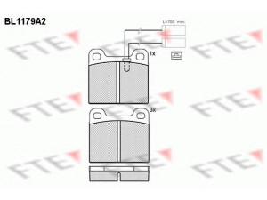 FTE BL1179A2 stabdžių trinkelių rinkinys, diskinis stabdys 
 Techninės priežiūros dalys -> Papildomas remontas
0060720645, 0060740842, 0060740848