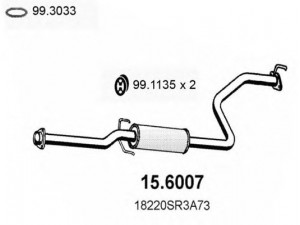 ASSO 15.6007 vidurinis duslintuvas 
 Išmetimo sistema -> Duslintuvas
18220SR3306, 18220SR3A71, 18220SR3A72