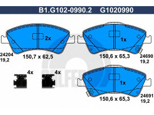 GALFER B1.G102-0990.2 stabdžių trinkelių rinkinys, diskinis stabdys 
 Techninės priežiūros dalys -> Papildomas remontas
04465-02170, 04465-02190, 04465-02280