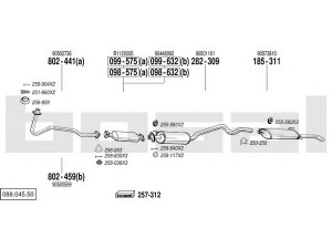 BOSAL 088.045.50 išmetimo sistema 
 Išmetimo sistema -> Išmetimo sistema, visa