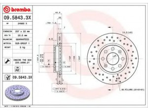 BREMBO 09.5843.3X stabdžių diskas 
 Dviratė transporto priemonės -> Stabdžių sistema -> Stabdžių diskai / priedai
55700920, 55700921, 569024, 569065