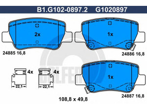 GALFER B1.G102-0897.2 stabdžių trinkelių rinkinys, diskinis stabdys 
 Techninės priežiūros dalys -> Papildomas remontas
04466-05040, 04466-05041