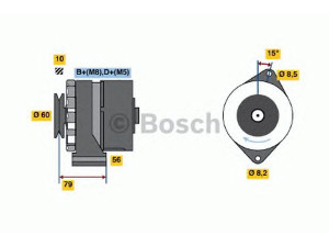 BOSCH 0 986 035 010 kintamosios srovės generatorius 
 Elektros įranga -> Kint. sr. generatorius/dalys -> Kintamosios srovės generatorius
036 903 017 L, 036 903 017 LX, 036 903 025 N