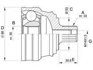 OPEN PARTS CVJ5090.10 jungčių komplektas, kardaninis velenas 
 Ratų pavara -> Sujungimai/komplektas
893407311D, 893498099B, 893498099F