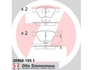 ZIMMERMANN 20968.195.1 stabdžių trinkelių rinkinys, diskinis stabdys 
 Techninės priežiūros dalys -> Papildomas remontas
3411 1 153 910, 3411 1 157 039
