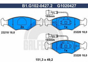 GALFER B1.G102-0427.2 stabdžių trinkelių rinkinys, diskinis stabdys 
 Techninės priežiūros dalys -> Papildomas remontas
9948037
