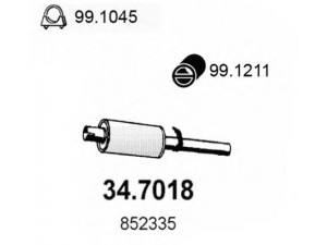 ASSO 34.7018 galinis duslintuvas 
 Išmetimo sistema -> Duslintuvas
852335, 90017170