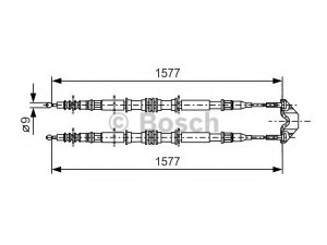 BOSCH 1 987 477 767 trosas, stovėjimo stabdys 
 Stabdžių sistema -> Valdymo svirtys/trosai
522440, 522544, 522651, 9127791