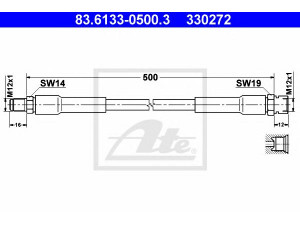 ATE 83.6133-0500.3 stabdžių žarnelė 
 Stabdžių sistema -> Stabdžių žarnelės
000 428 76 35, 000 428 76 35, 001 428 55 35