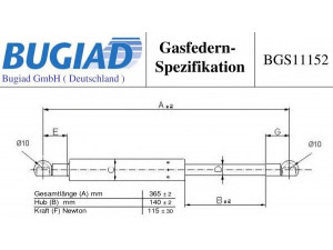 BUGIAD BGS11152 dujinė spyruoklė, galinis langas 
 Kėbulas -> Dujinės spyruoklės
74820SCA003