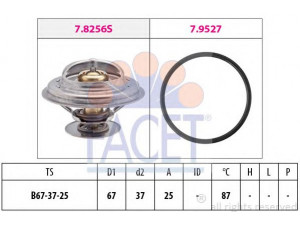 FACET 7.8256 termostatas, aušinimo skystis 
 Aušinimo sistema -> Termostatas/tarpiklis -> Thermostat
273728, 273728-6