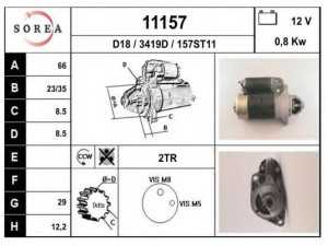 EAI 11157 starteris 
 Elektros įranga -> Starterio sistema -> Starteris
5426014R, 5433495R, 5490308R, 5491448R