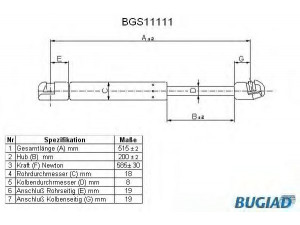 BUGIAD BGS11111 dujinė spyruoklė, bagažinė 
 Priedai -> Bagažinė/pakrovimo skyrius
81771-2E000