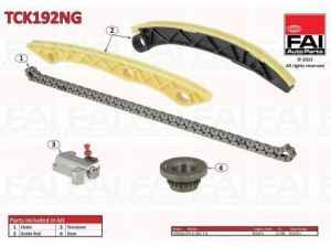 FAI AutoParts TCK192NG pavaros grandinės komplektas 
 Variklis -> Variklio uždegimo laiko reguliavimo kontrolė -> Sinchronizavimo grandinė/įtempiklis/kreiptuvas -> Pavaros grandinės komplektas