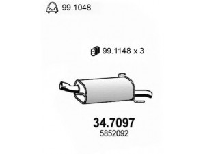 ASSO 34.7097 galinis duslintuvas 
 Išmetimo sistema -> Duslintuvas
5852050, 5852092, 5852711, 9128075