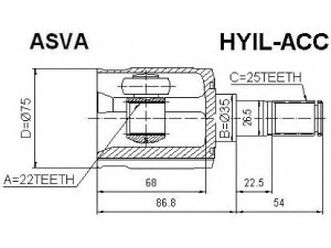 ASVA HYIL-ACC jungčių komplektas, kardaninis velenas 
 Ratų pavara -> Sujungimai/komplektas
49505-25A00, 49505-25A00