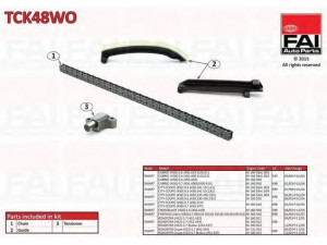 FAI AutoParts TCK48WO pavaros grandinės komplektas 
 Variklis -> Variklio uždegimo laiko reguliavimo kontrolė -> Sinchronizavimo grandinė/įtempiklis/kreiptuvas -> Pavaros grandinės komplektas
0007680V001000000