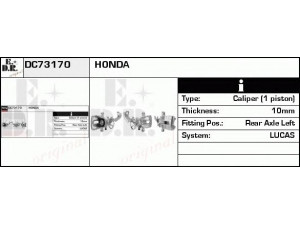 EDR DC73170 stabdžių apkaba 
 Dviratė transporto priemonės -> Stabdžių sistema -> Stabdžių apkaba / priedai
43013-S1A-E01, 43013-SEA-E01