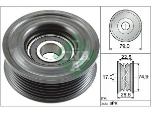 INA 532 0721 10 kreipiantysis skriemulys, V formos rumbuotas diržas 
 Diržinė pavara -> V formos rumbuotas diržas/komplektas -> Laisvasis/kreipiamasis skriemulys
Z601-15-940