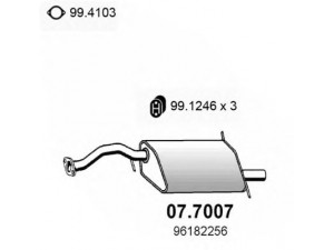 ASSO 07.7007 galinis duslintuvas 
 Išmetimo sistema -> Duslintuvas
96182256, 96182956, 96350703